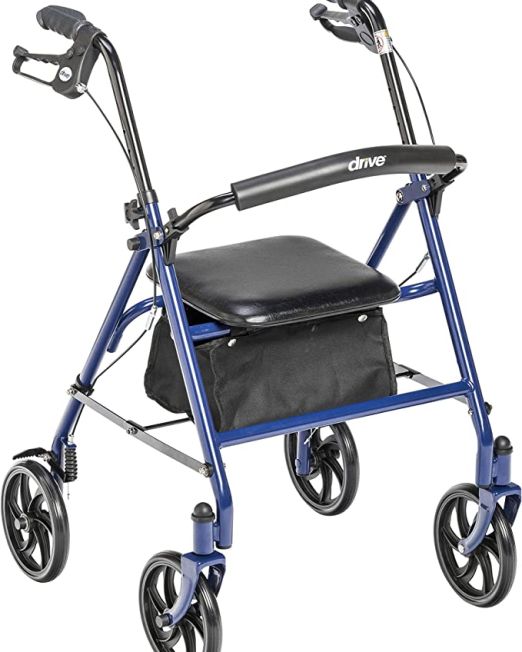 Wheel Rollator Walker With Seat & Removable Back Support