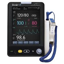 Vital signs displayed on a medical monitor, showing heart rate, blood pressure, and oxygen saturation levels.
