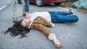 Unconscious Person - Bystander Checking Carotid Pulse of Woman: potential suicide attempt