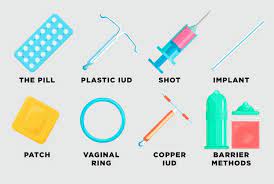 Assorted contraceptives options - pills, patches, condoms, and more