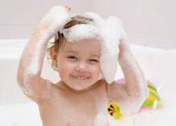 Self-care moment: Individual taking a bath to practice good hygiene.
