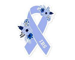 Irritable Bowel Syndrome Awareness: Light purple ribbon with flowers representing support and awareness.