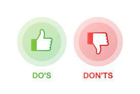 Thumbs up and down: Dos and Don'ts concept illustration.