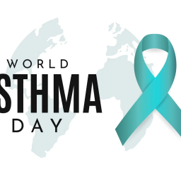 Blue awareness ribbon for Asthma Day commemoration