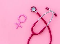 Pink female symbol and pink stethoscope