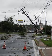 Debris and damage in the aftermath of a tropical storm
