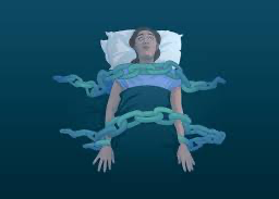 Person feeling chained down in bed during sleep paralysis