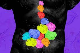 Illustration depicting the accumulation of chewing gum in the stomach