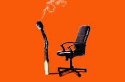 Chair facing burnt-out matchstick - Symbolizing Burnout and Exhaustion