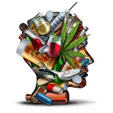 Image depicting a head, symbolizing the brain, impacted by various forms of opioids, highlighting the effects of opioid addiction.