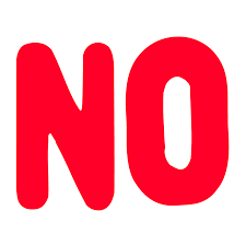 A bold red "No" symbol with a striking design, featuring the word "No" inside a red circle with a diagonal slash, signifying prohibition or denial.