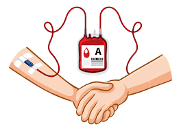 donor and receiver shaking hands during a blood transfusion