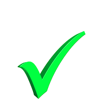 Green check mark symbol, indicating approval, confirmation, or a successful task completion.