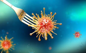 Diagram illustrating food poisoning germs on a fork