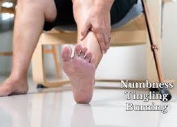 Neuropathy Pain Illustration: Person gesturing pain, focusing on left leg discomfort.