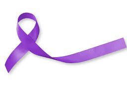 Purple ribbon symbolizing Pancreatic Awareness Month.